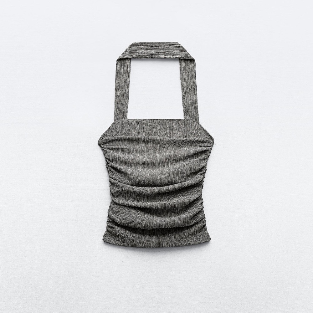 Gray Textured Halter Top